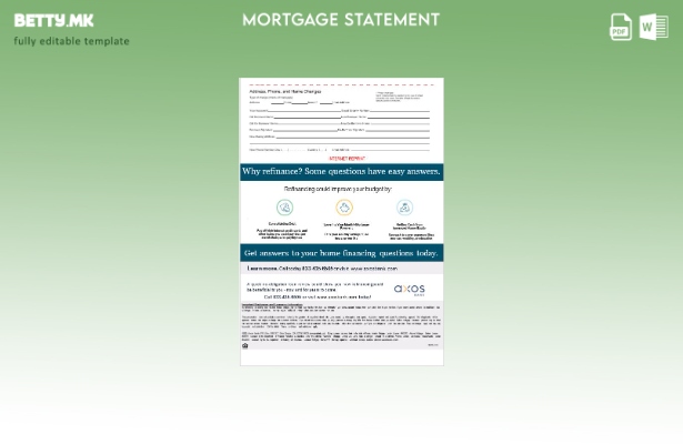модерен стил Извод за хипотека на USA Axos Bank во Word и PDF формати, шаблон  1